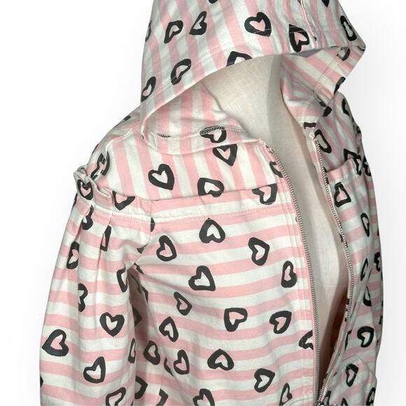 Rare MARC JACOBS Zip Hoodie Pleated Jacket Striped Heart Gorpcore Pink Whimsical - Picture 5 of 13